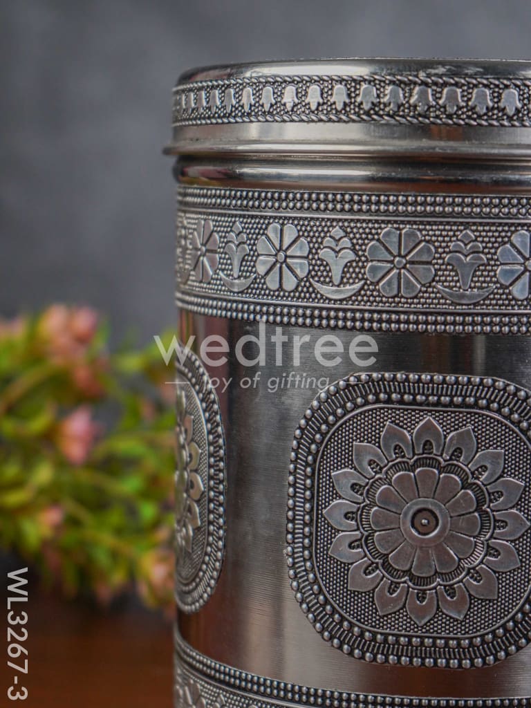 Silver Oxidized Dabba - 7 inch - WL3267-3