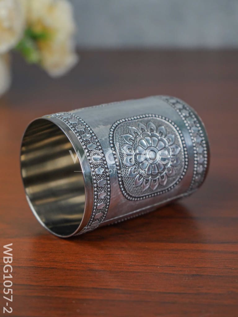 Silver Oxidized Stainless Steel Glass - WBG1057-2