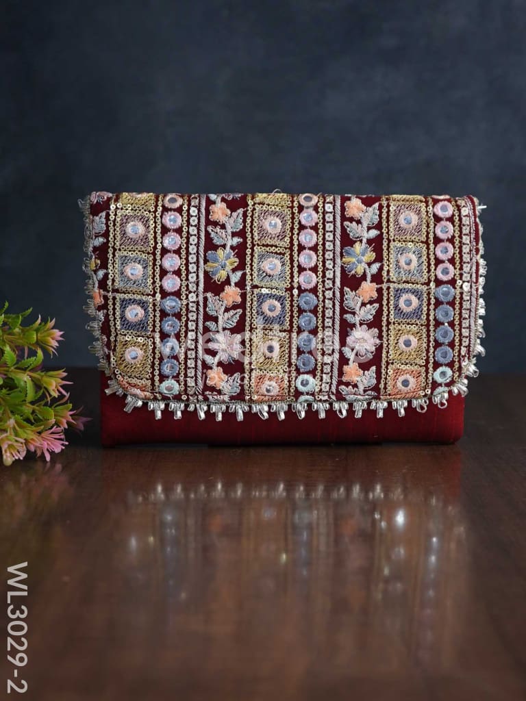 Sling Bag with Mirror & Embroidery Work - WL3029