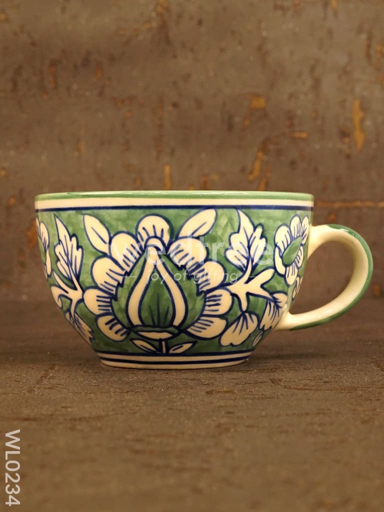Soup Mug - Green Mughal (Hand painted) - Set of 2 - WL0234