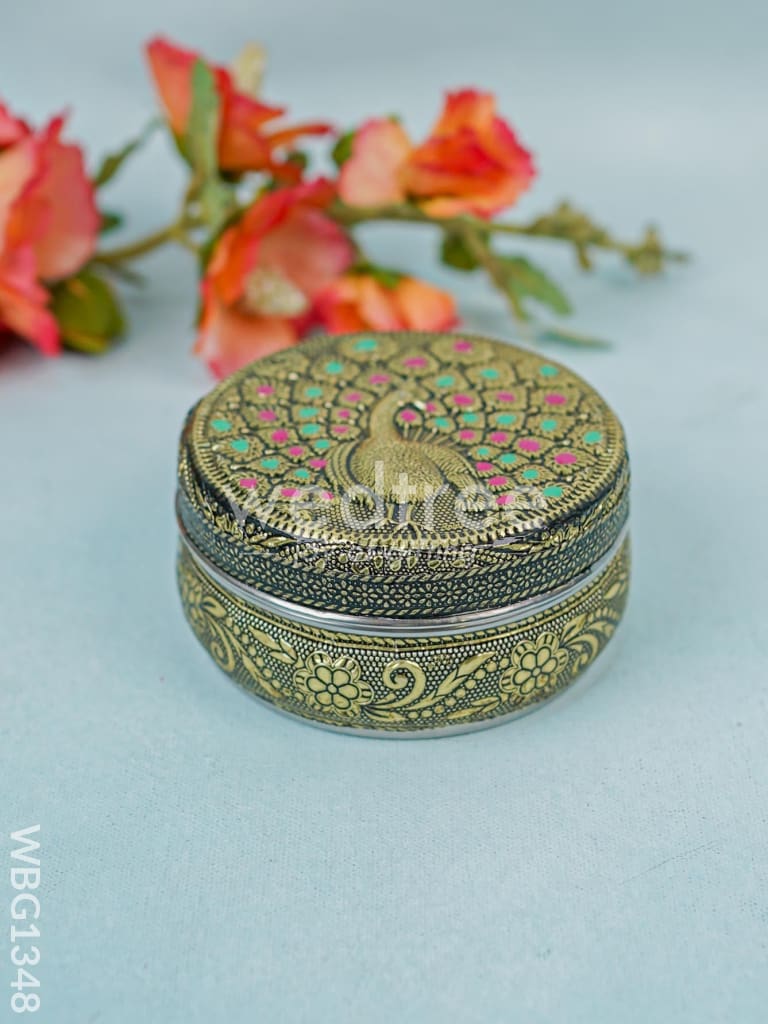 Stainless Steel Box with Peacock Design - WBG1348