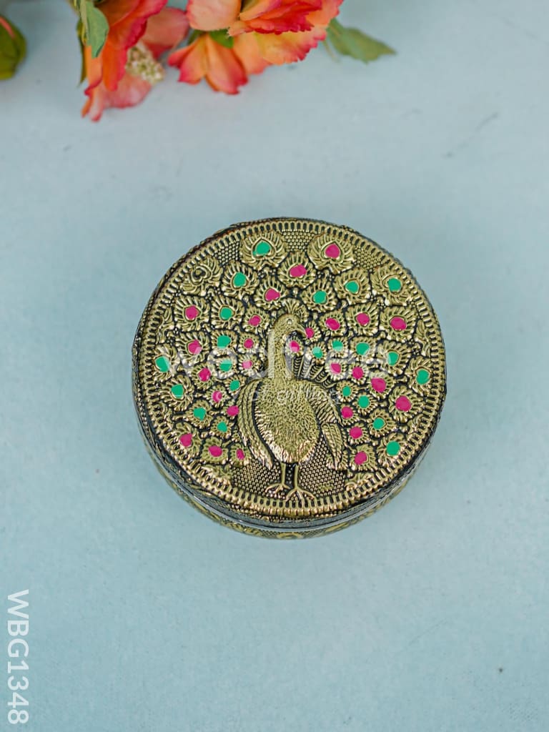 Stainless Steel Box with Peacock Design - WBG1348