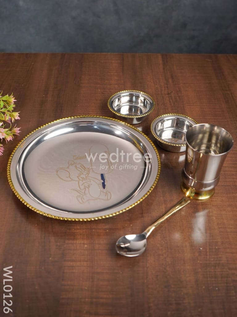Stainless steel kids plate set - Jerry - WL0126