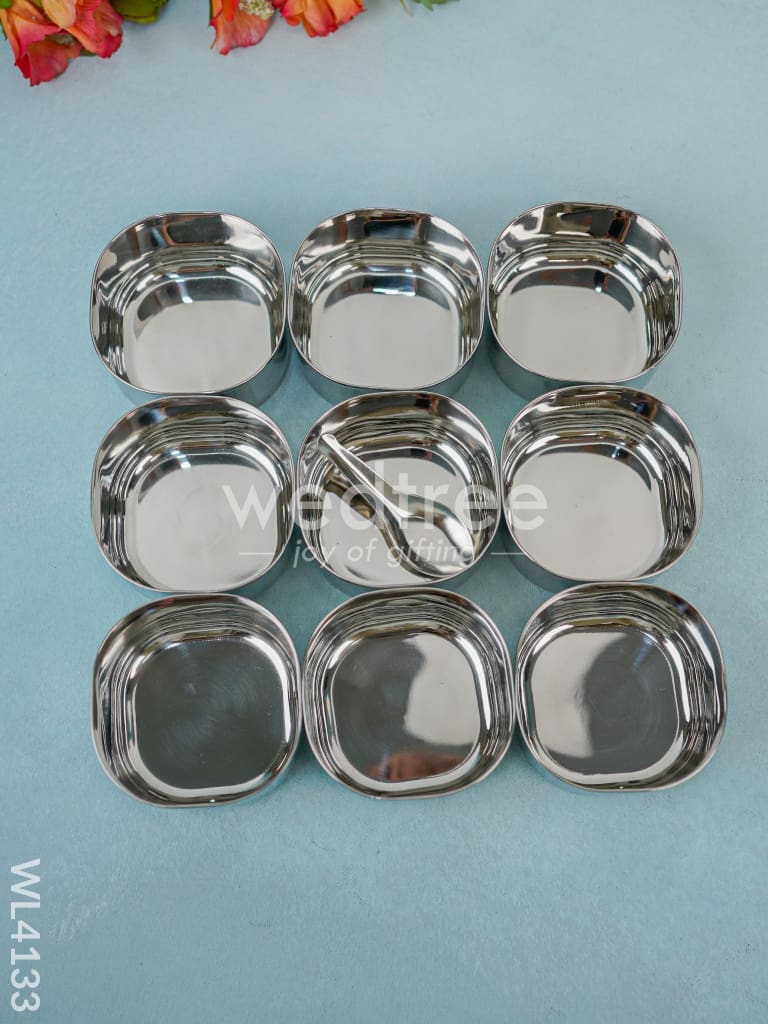 Stainless steel Silver Oxidised Masala Box - WL4133