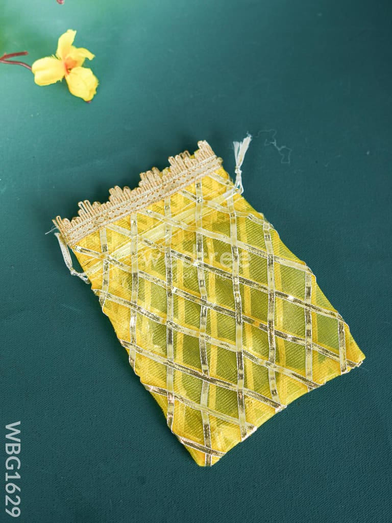 String Bag with Golden Lace - 7 x 5 inch - WBG1629