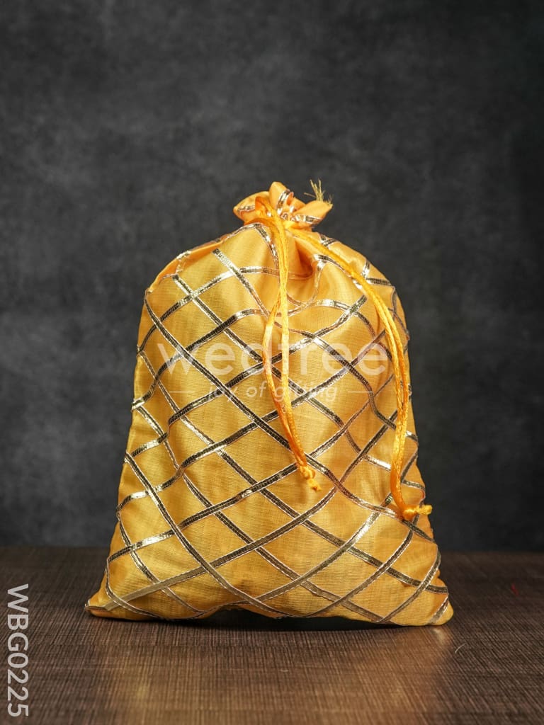 String Bag with Golden lace work - 8 x 11 Inches - WBG0225