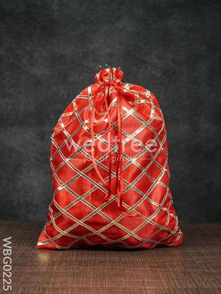 String Bag with Golden lace work - 8 x 11 Inches - WBG0225