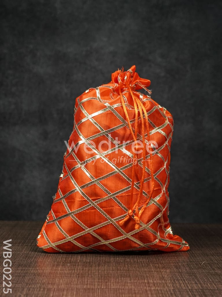 String Bag with Golden lace work - 8 x 11 Inches - WBG0225