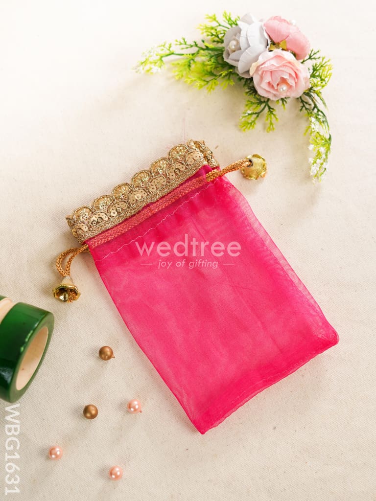 String Bag with Golden Work - 5 * 7 inch - WBG1631
