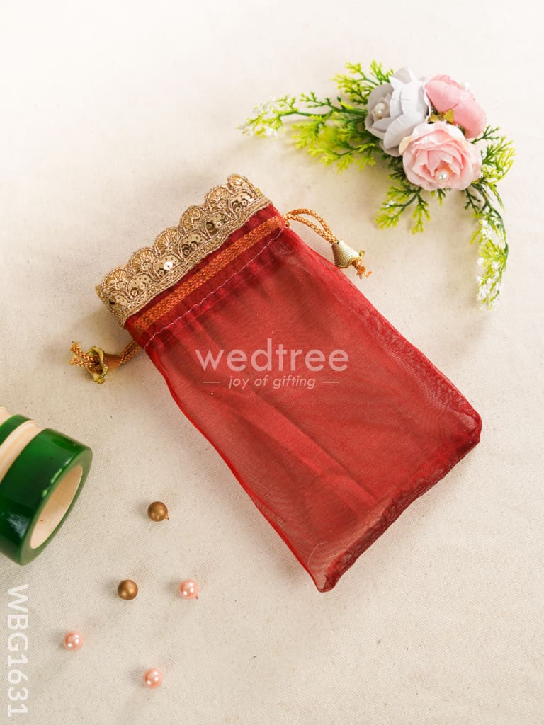 String Bag with Golden Work - 5 * 7 inch - WBG1631