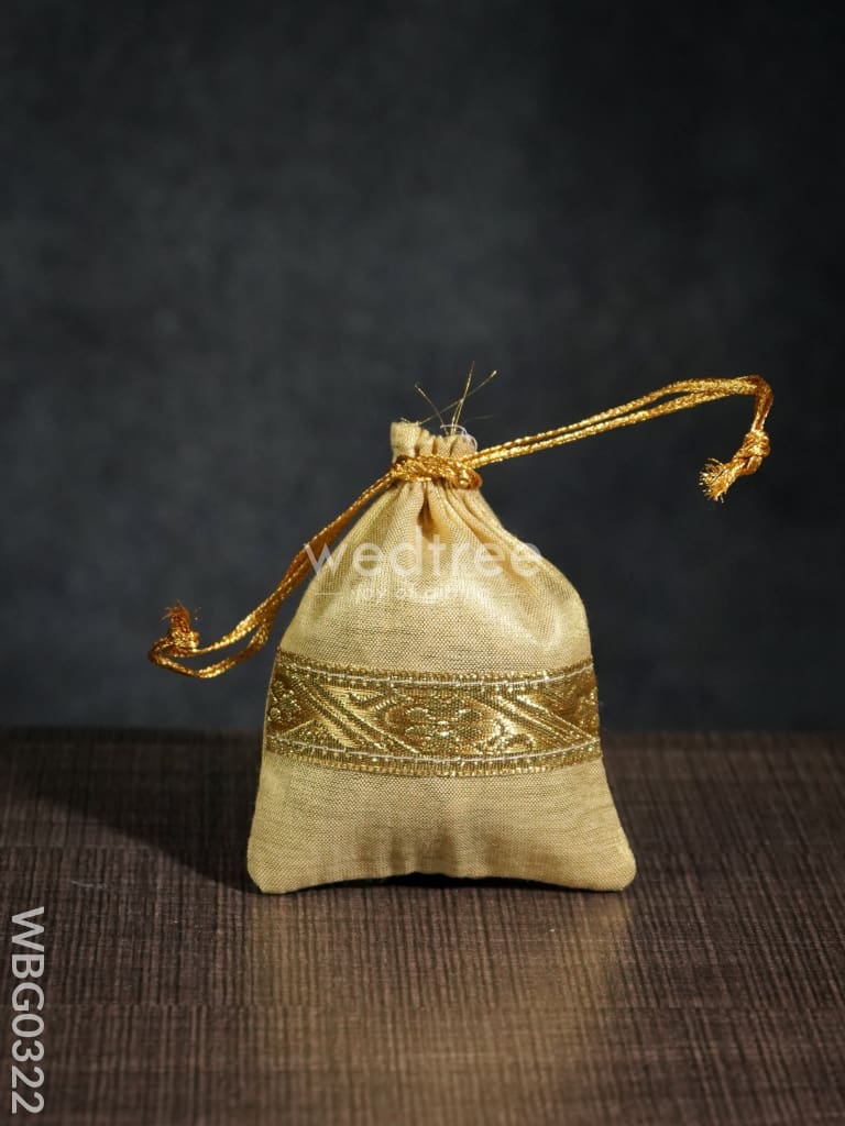 String Bag with Golden Zari Work - 3 X 4 Inches - WBG0322