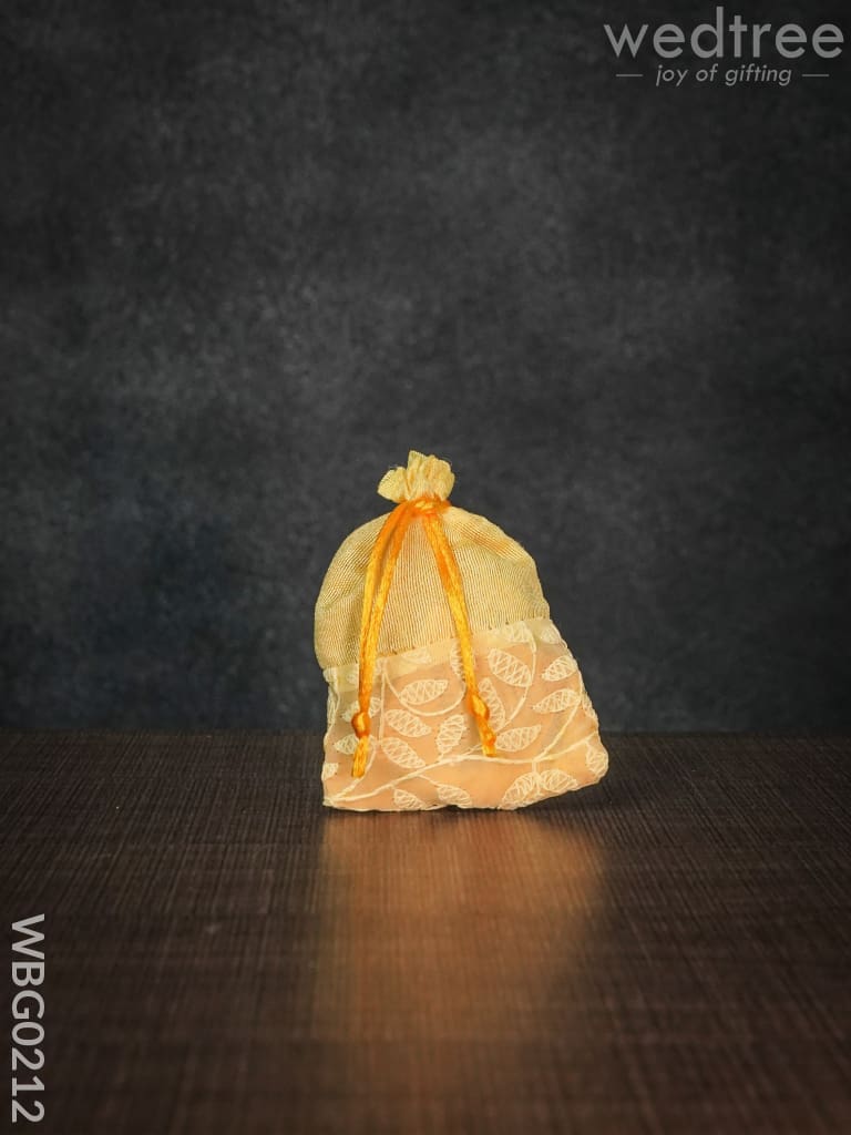 String Bag with Mango Design Embroidery - 3 x 4 Inches - WBG0212