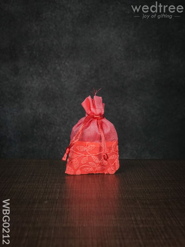 String Bag with Mango Design Embroidery - 3 x 4 Inches - WBG0212