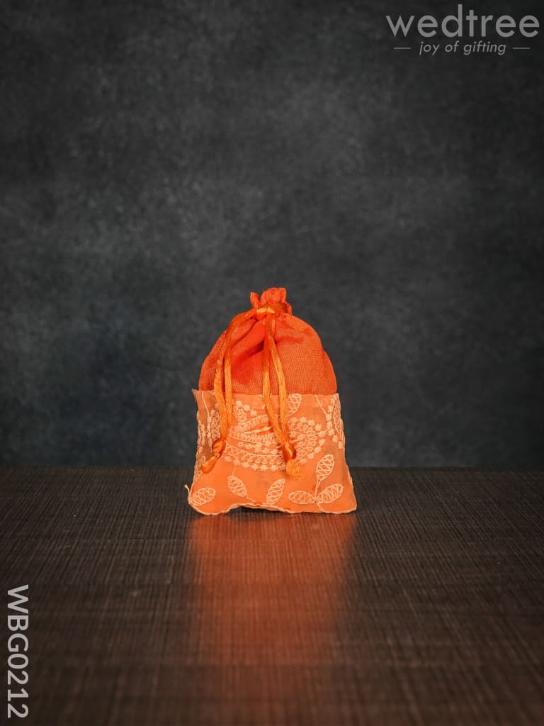 String Bag with Mango Design Embroidery - 3 x 4 Inches - WBG0212