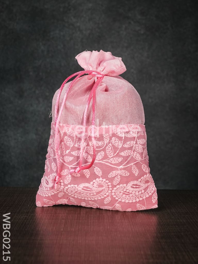 String Bag with Mango Design Embroidery -6 x 9 Inches - WBG0215