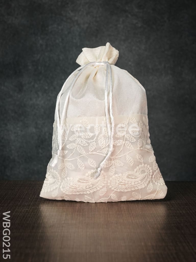 String Bag with Mango Design Embroidery -6 x 9 Inches - WBG0215