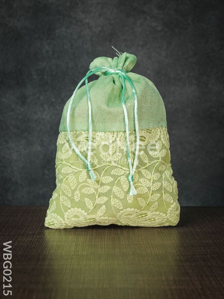 String Bag with Mango Design Embroidery -6 x 9 Inches - WBG0215