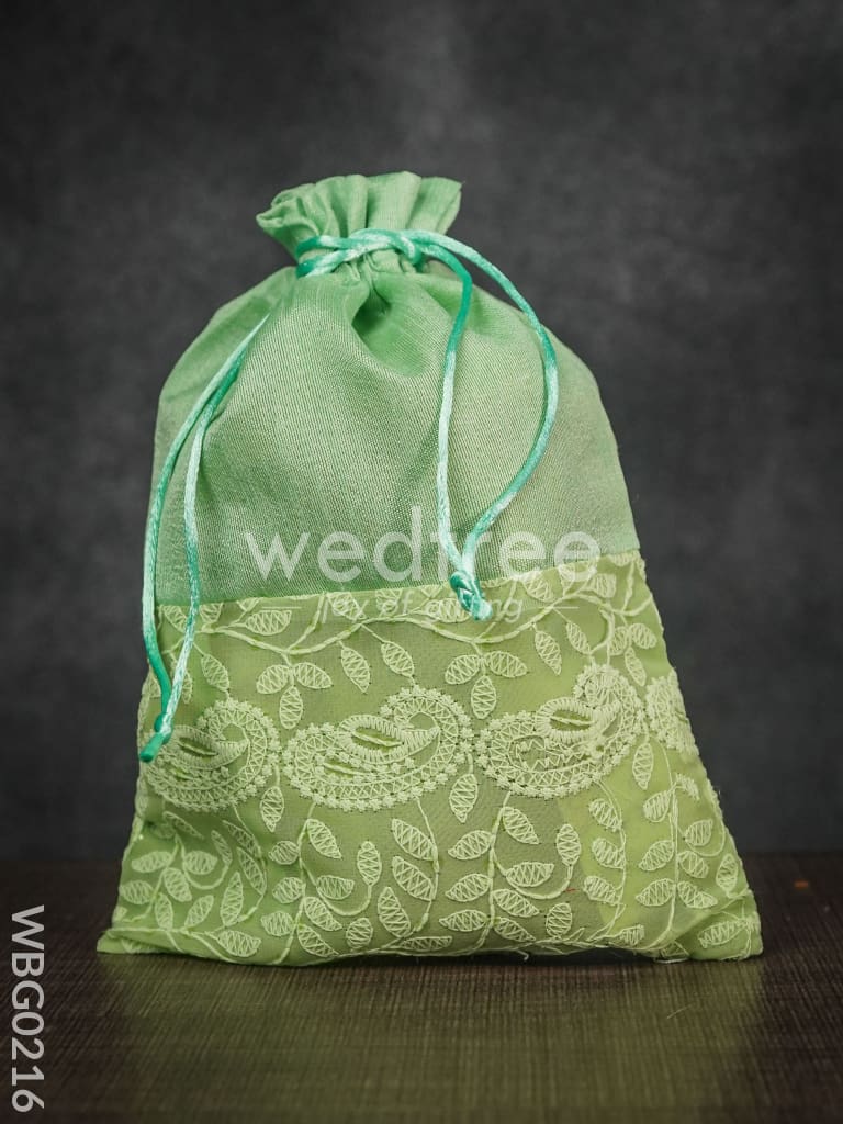String Bag with Mango Design Embroidery work - 8 x 11 Inches - WBG0216
