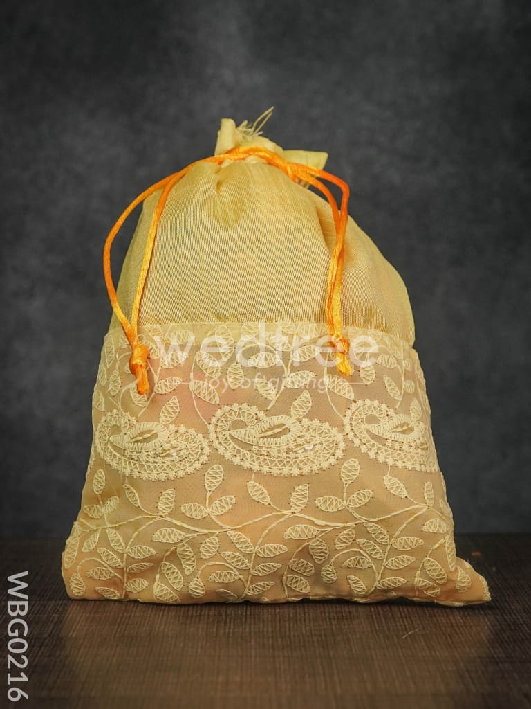 String Bag with Mango Design Embroidery work - 8 x 11 Inches - WBG0216