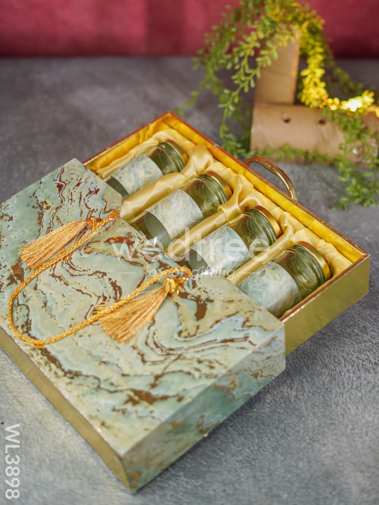 Suitcase Dry Fruit Box with 4 Glass Jars - WL3898