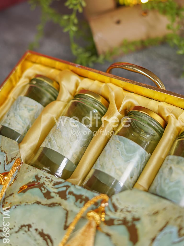 Suitcase Dry Fruit Box with 4 Glass Jars - WL3898