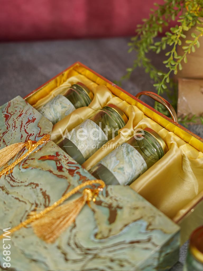 Suitcase Dry Fruit Box with 4 Glass Jars - WL3898
