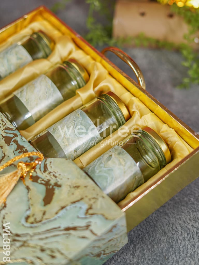 Suitcase Dry Fruit Box with 4 Glass Jars - WL3898