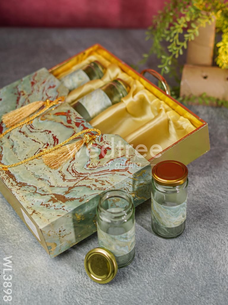 Suitcase Dry Fruit Box with 4 Glass Jars - WL3898