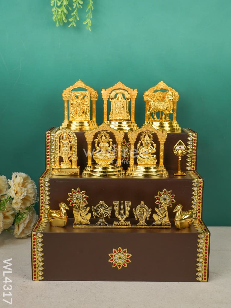 Swarna Golu 2 - Tanjore Painted Golu Padi & Zinc Alloy Murtis - WL4317