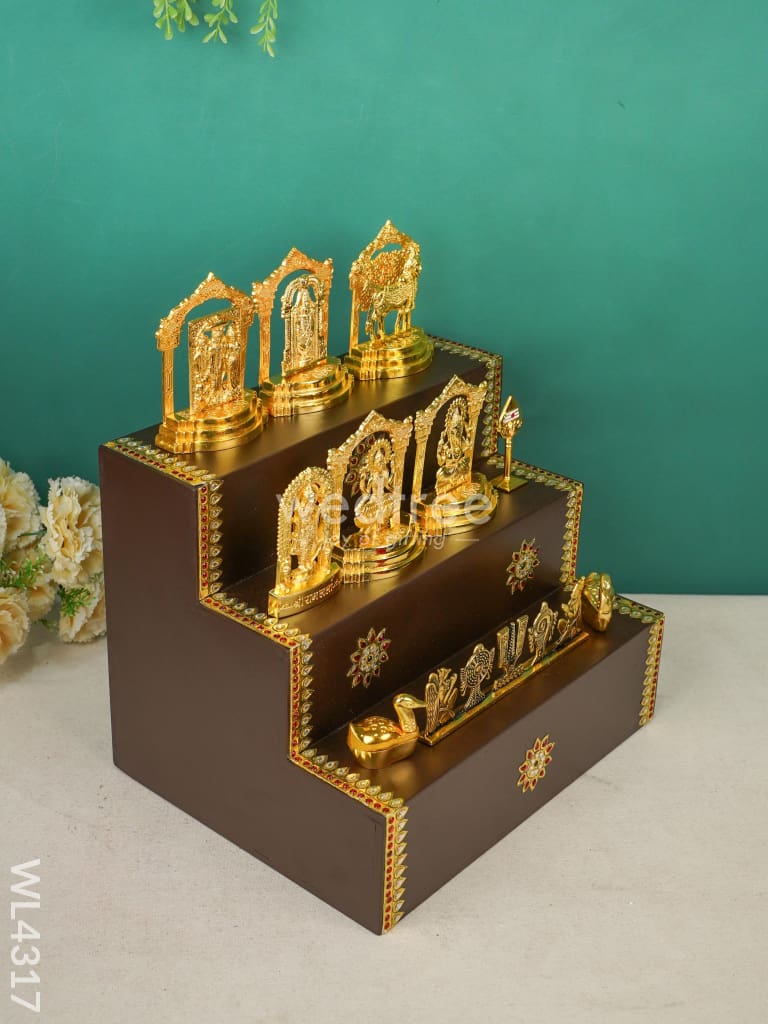 Swarna Golu 2 - Tanjore Painted Golu Padi & Zinc Alloy Murtis - WL4317