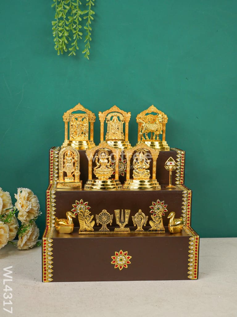 Swarna Golu 2 - Tanjore Painted Golu Padi & Zinc Alloy Murtis - WL4317