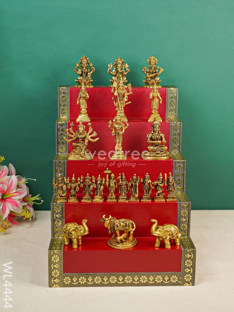 Swarna Golu 5 - Gold Oxidized Golu Padi & Brass Idols - WL4444