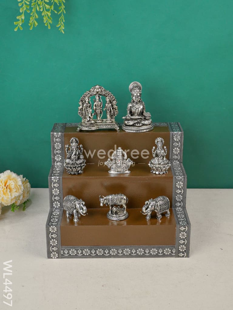 Swarna Golu 6 - Silver Oxidized Golu Padi & Silver Antique Idols - WL4497