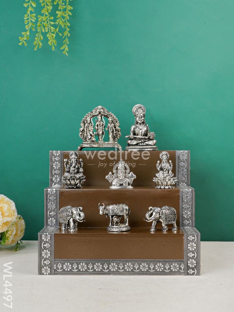 Swarna Golu 6 - Silver Oxidized Golu Padi & Silver Antique Idols - WL4497