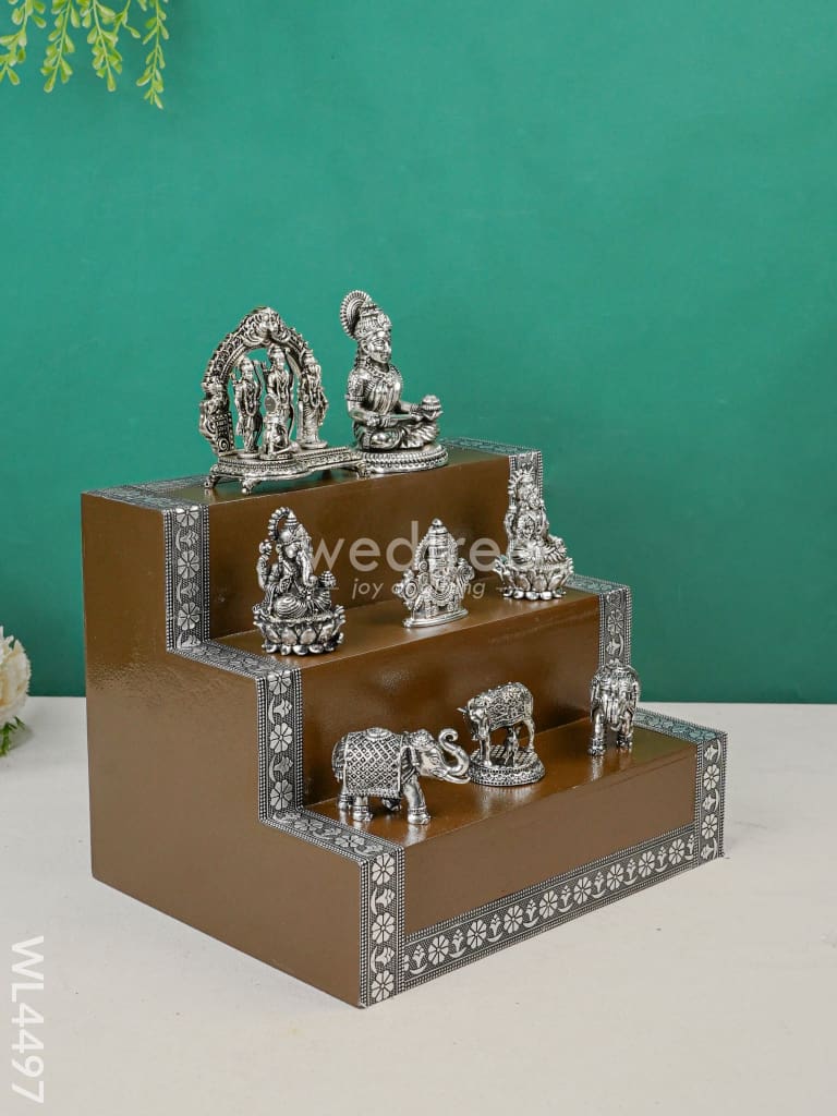 Swarna Golu 6 - Silver Oxidized Golu Padi & Silver Antique Idols - WL4497