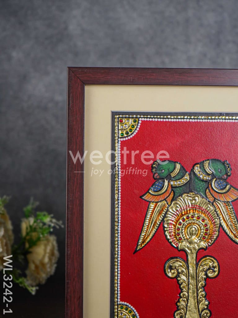 Tanjore Art Double Parrot Motif Photo Frame - WL3242-1
