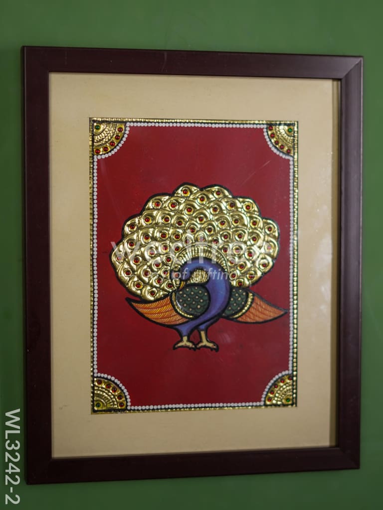 Tanjore Art Peacock Motif Photo Frame - WL3242-2