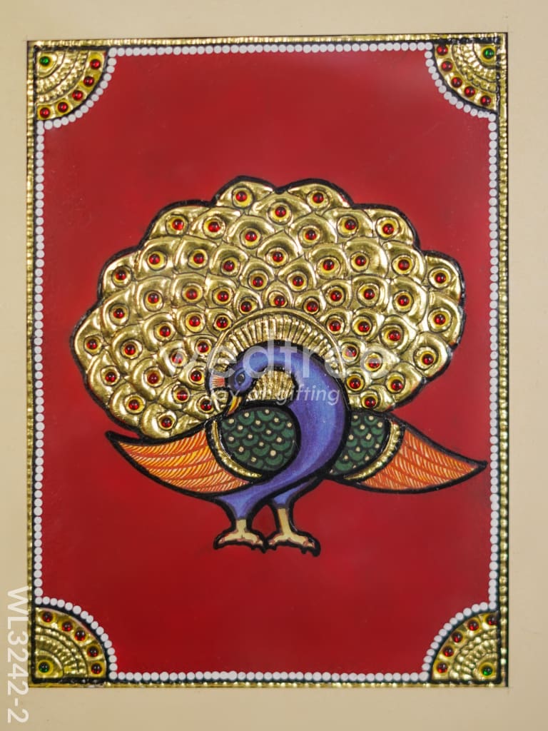 Tanjore Art Peacock Motif Photo Frame - WL3242-2