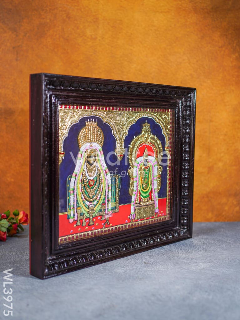 Tanjore Painting - Annamalaiyar Unnamalai amman - 15 x 12 inch - Semi Embossed - WL3975