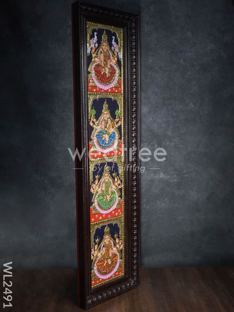 Tanjore Painting Ashtalakshmi - Flat (Gold foil) - 8 x 40 (2 Panel) - WL2491