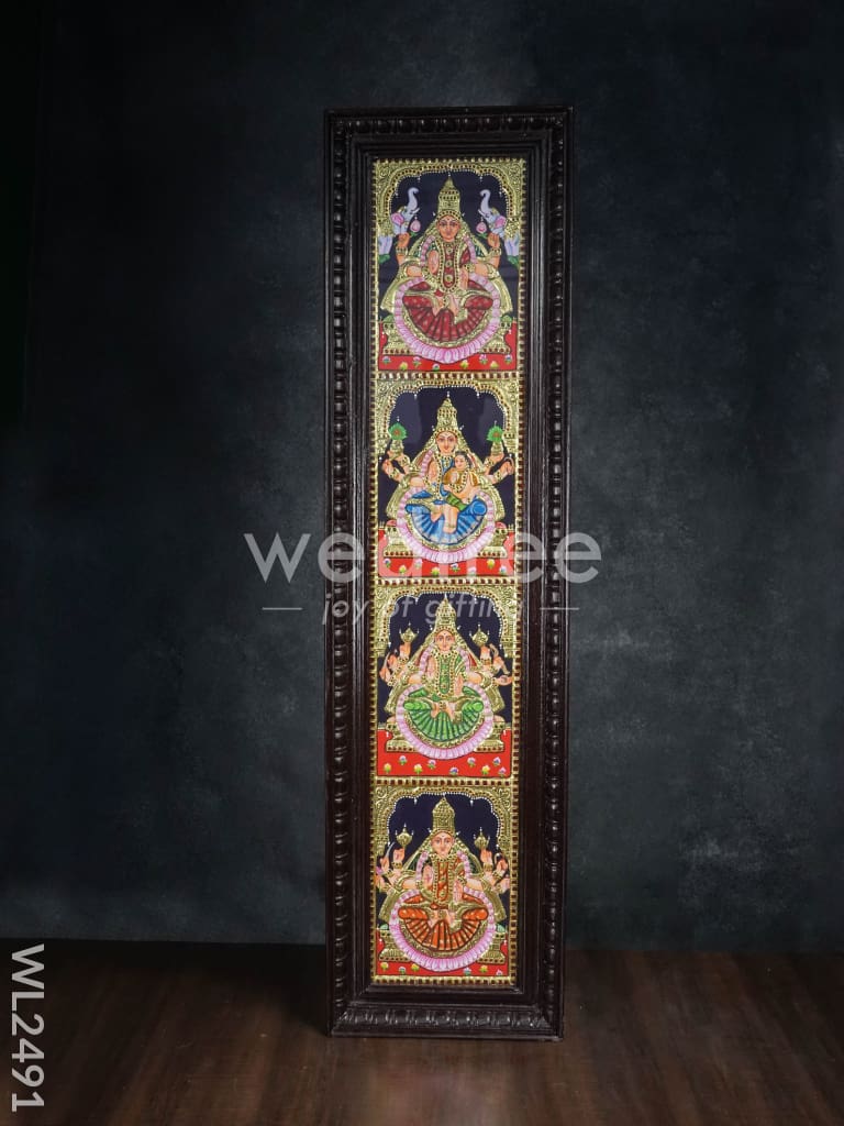 Tanjore Painting Ashtalakshmi - Flat (Gold foil) - 8 x 40 (2 Panel) - WL2491