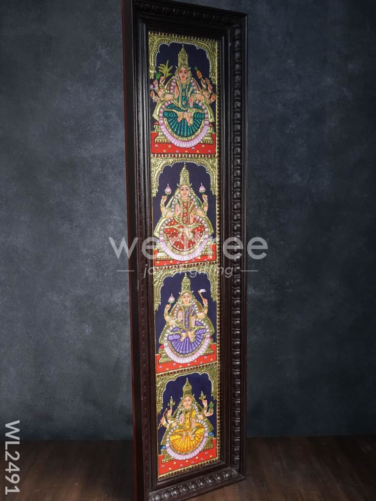Tanjore Painting Ashtalakshmi - Flat (Gold foil) - 8 x 40 (2 Panel) - WL2491