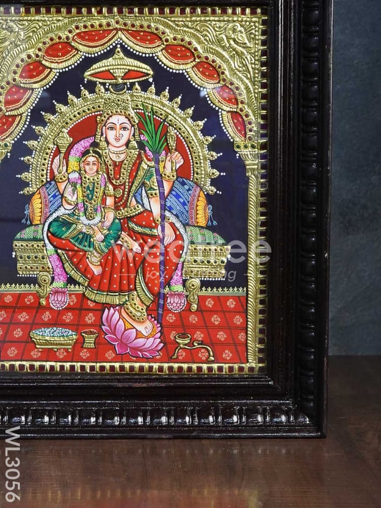 Tanjore Painting Bala & Lalitha Tripura Sundari - Flat (Gold foil) - 15 x 12 inch - WL3056