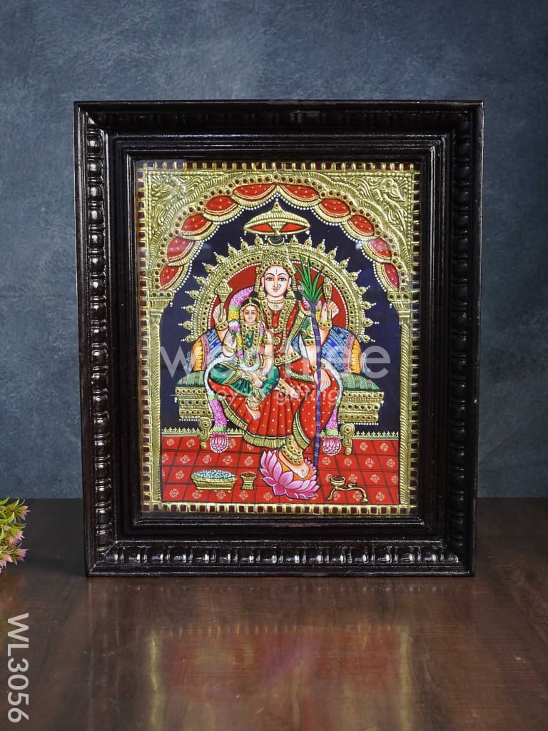 Tanjore Painting Bala & Lalitha Tripura Sundari - Flat (Gold foil) - 15 x 12 inch - WL3056