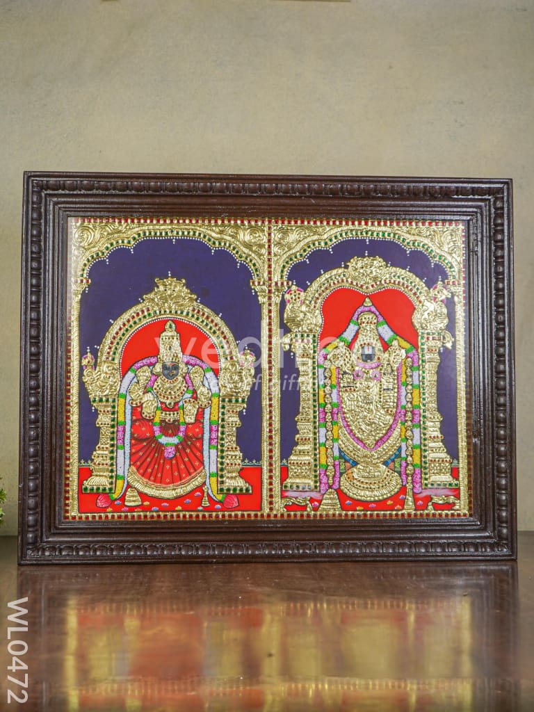 Tanjore Painting Balaji Padmavati Thayar- 24X18 inches - WL0472