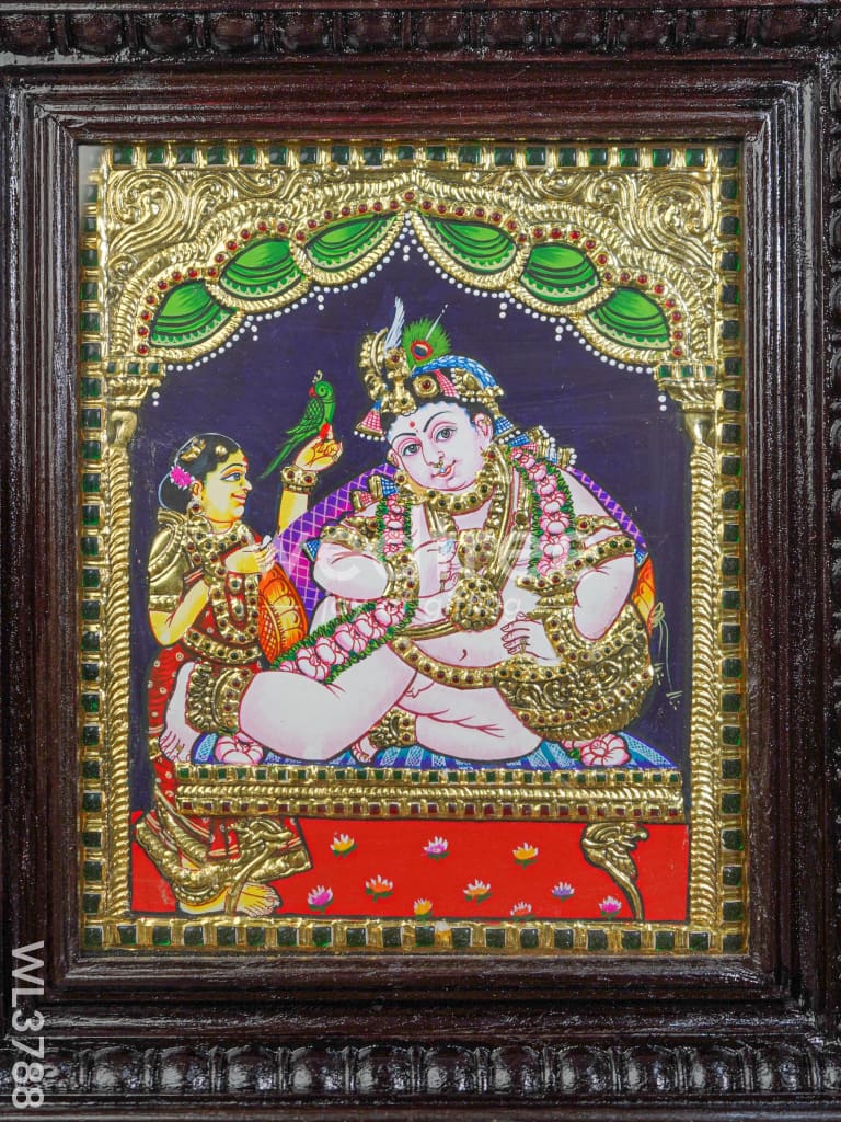 Tanjore Painting - Vithoba Krishna - Flat (Gold Foil) - 12x10 inch - WL3788