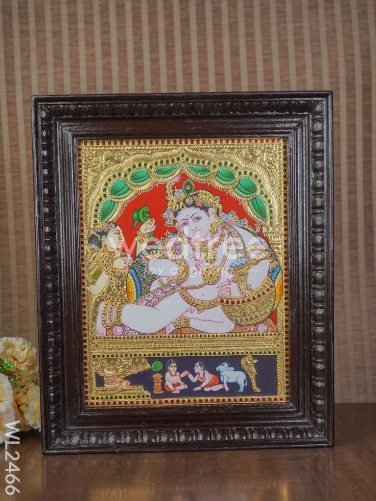 Tanjore Painting Butter Krishna - Flat (Gold foil) - 15x12 - WL2466