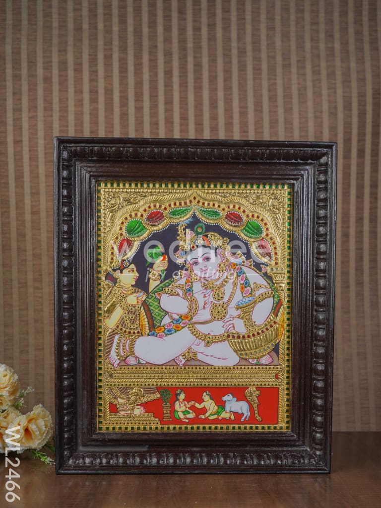 Tanjore Painting Butter Krishna - Flat (Gold foil) - 15x12 - WL2466