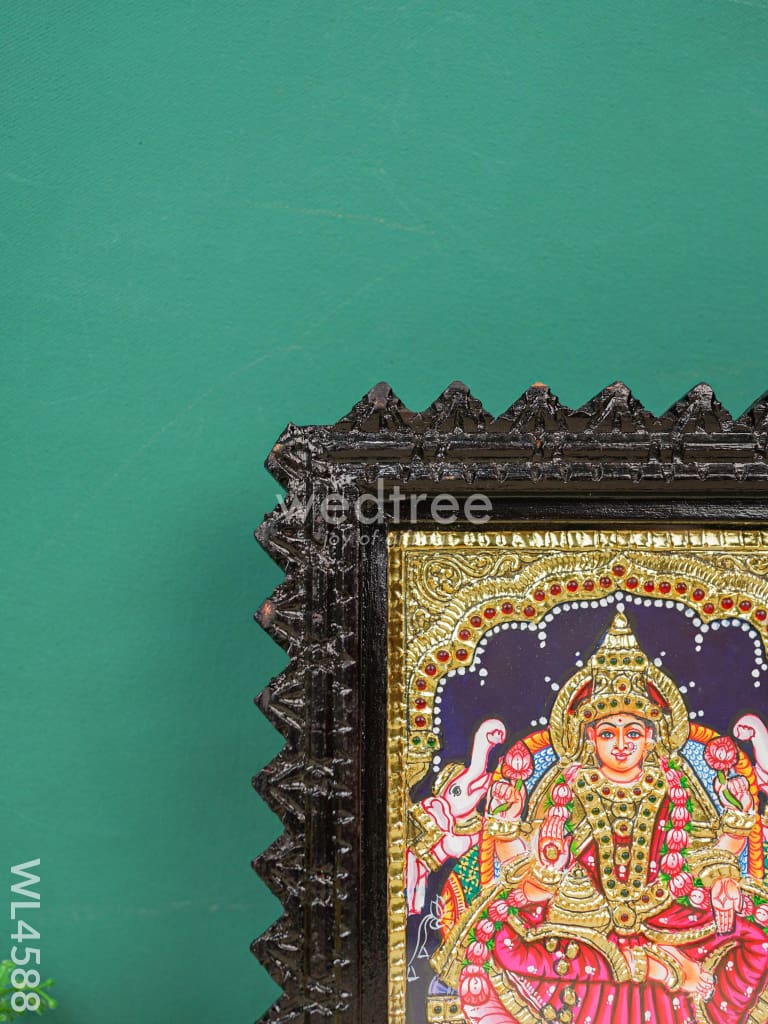 Tanjore Painting (Chettinad Frame) - Gajalakshmi - Flat (Gold Foil) - 8x6 inch - WL4588