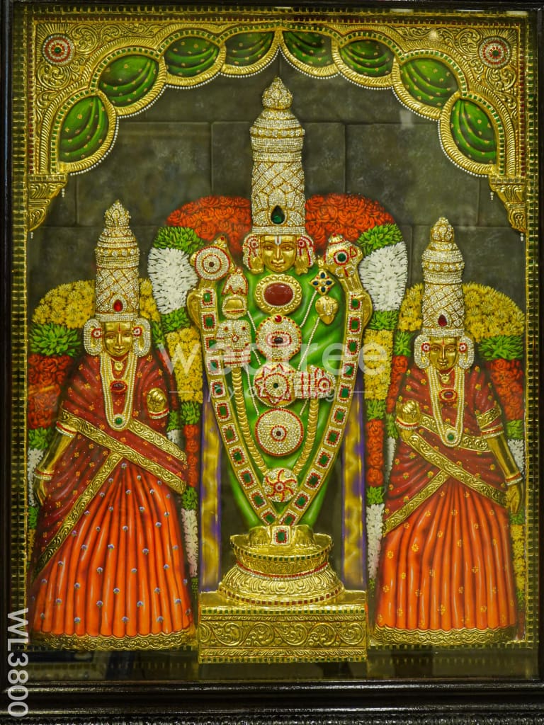 Tanjore Painting (Embossed) Balaji Padmavathi Thayar - 4x3ft - WL3800